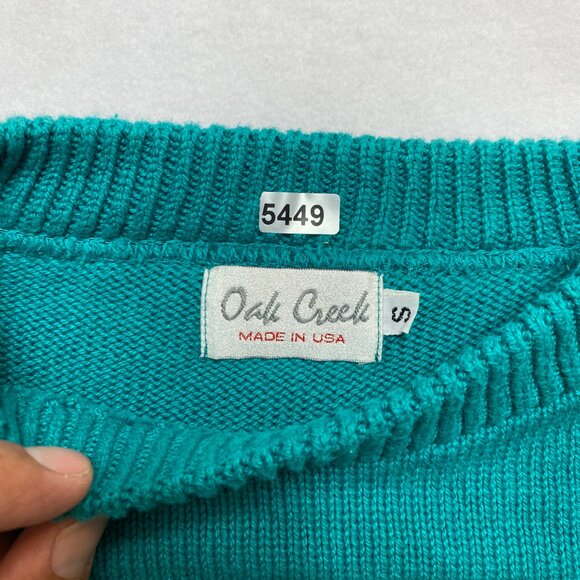 VINTAGE Oak Creek Sweater Mens S Blue Textured Crew Neck Pullover - Picture 2 of 10